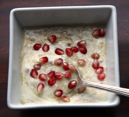 Homemade yogurt with pomegranate molasses.