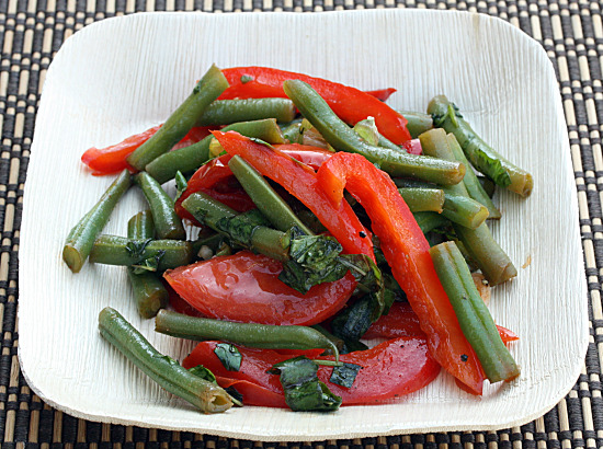 Thai Bean Salad on Palm Plate Thai Bean Salad on Palm Plate