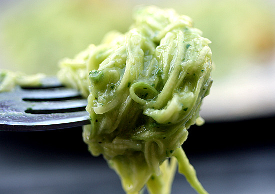 zucchini noodles on fork zucchini noodles on fork