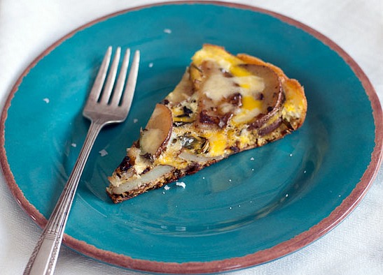 frittata slice on plate red potato kale frittata