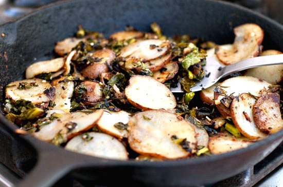 potatoes potatoes and kale for frittata
