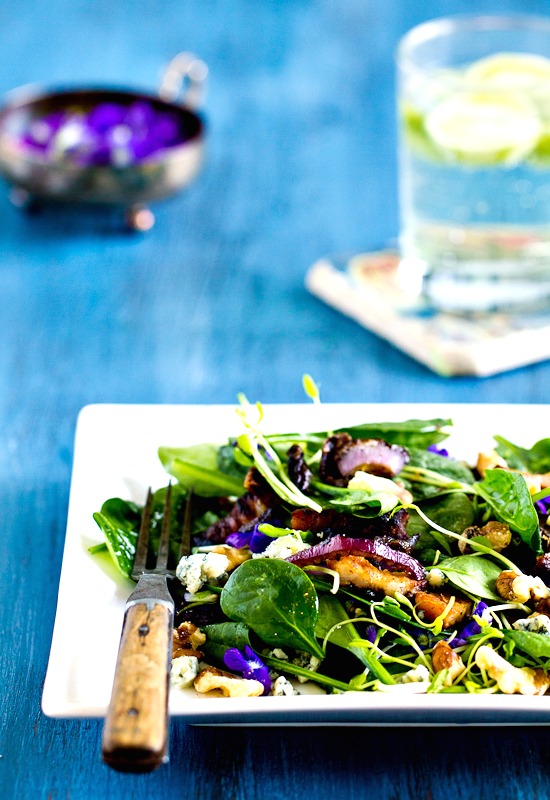 Baby Spinach Salad with Violets and Blue Cheese Baby Spinach Salad image