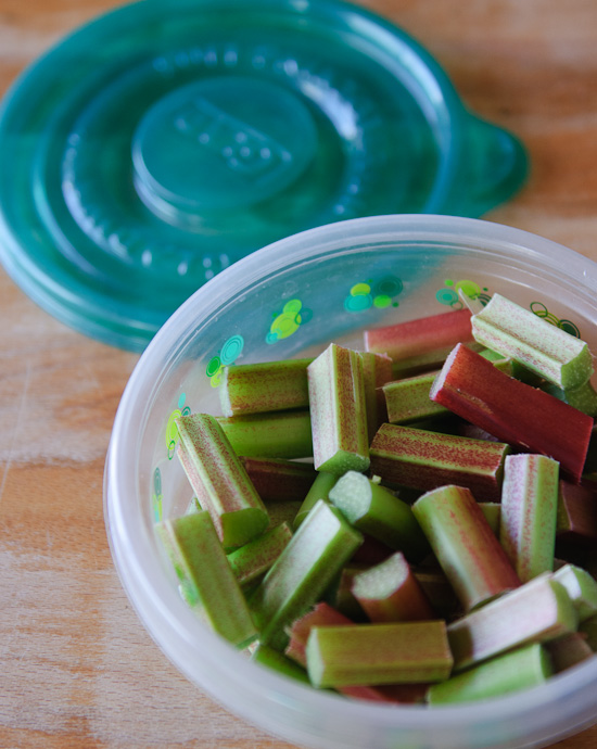 rhubarb | healthy green kitchen cut rhubarb in container | healthy green kitchen